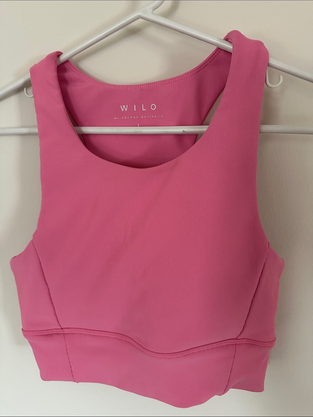 Wilo Pink Ribbed Sports Bra